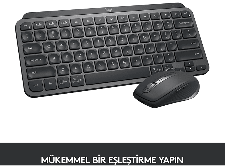 LOGITECH MX Keys Mini Minimalist Kablosuz Bluetooth Aydınlatmalı Türkçe Q Klavye - Siyah_1