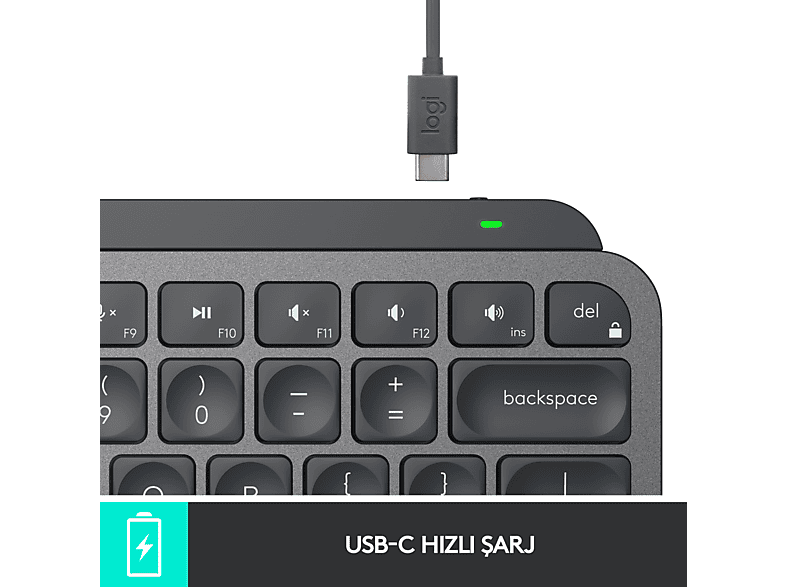 LOGITECH MX Keys Mini Minimalist Kablosuz Bluetooth Aydınlatmalı Türkçe Q Klavye - Siyah_2