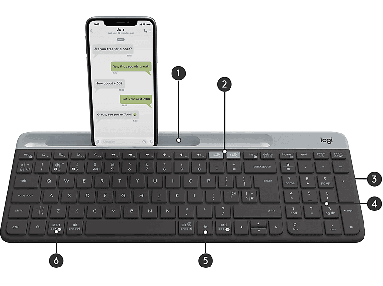 LOGITECH K580 Ultra İnce Çoklu Cihaz Özellikli Bluetooth Türkçe Q Klavye - Siyah_2