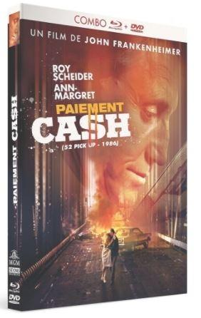 DVD case, movie title 'Paiement Cash', a man's face, a fiery explosion, a couple on a bridge.