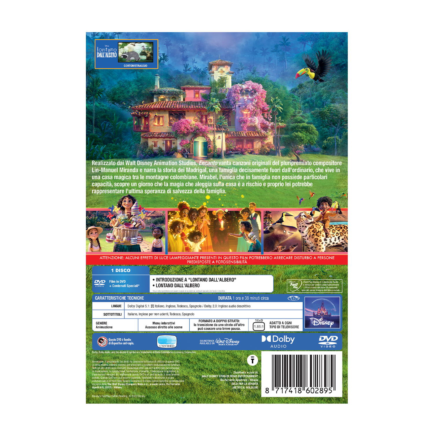 Copertina DVD film colorata con famiglia magica e casa nella giungla.