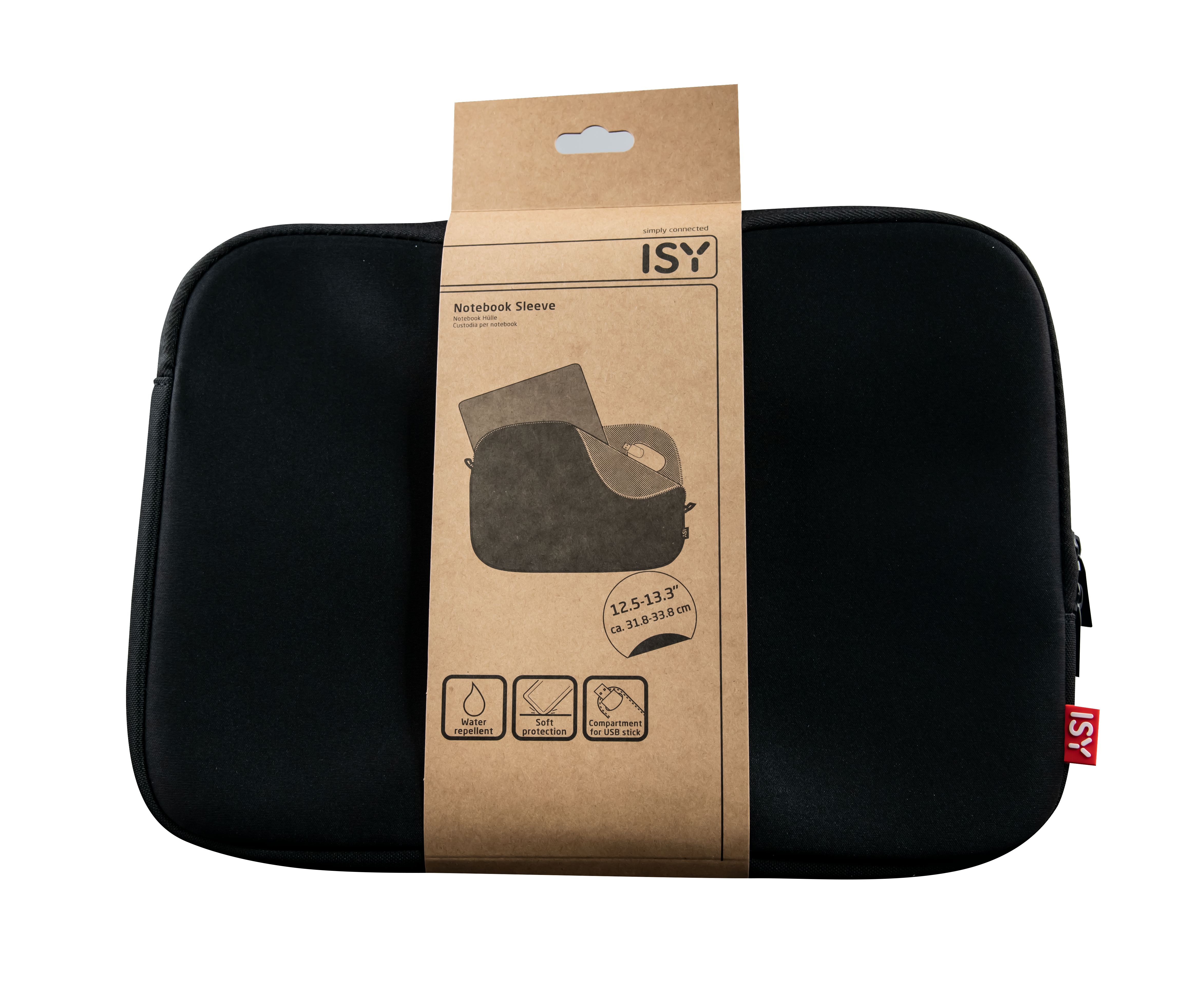 ISY INB-750-1 Notebooktasche Sleeve für mit Multispandex Schaumstoff, Universal Schwarz