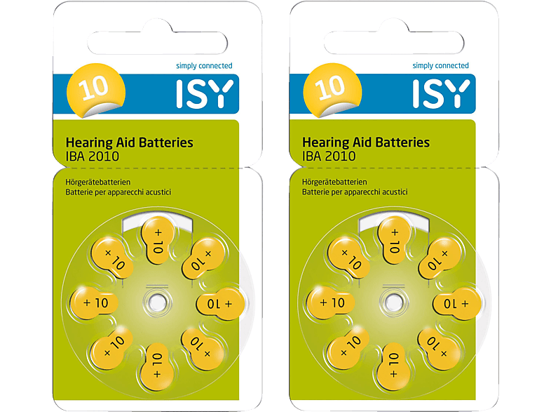 ISY IBA-2010 Typ Hörgerätebatterien, 1.45 Volt 10 Zink-Luft Stück 16 Knopfzellen