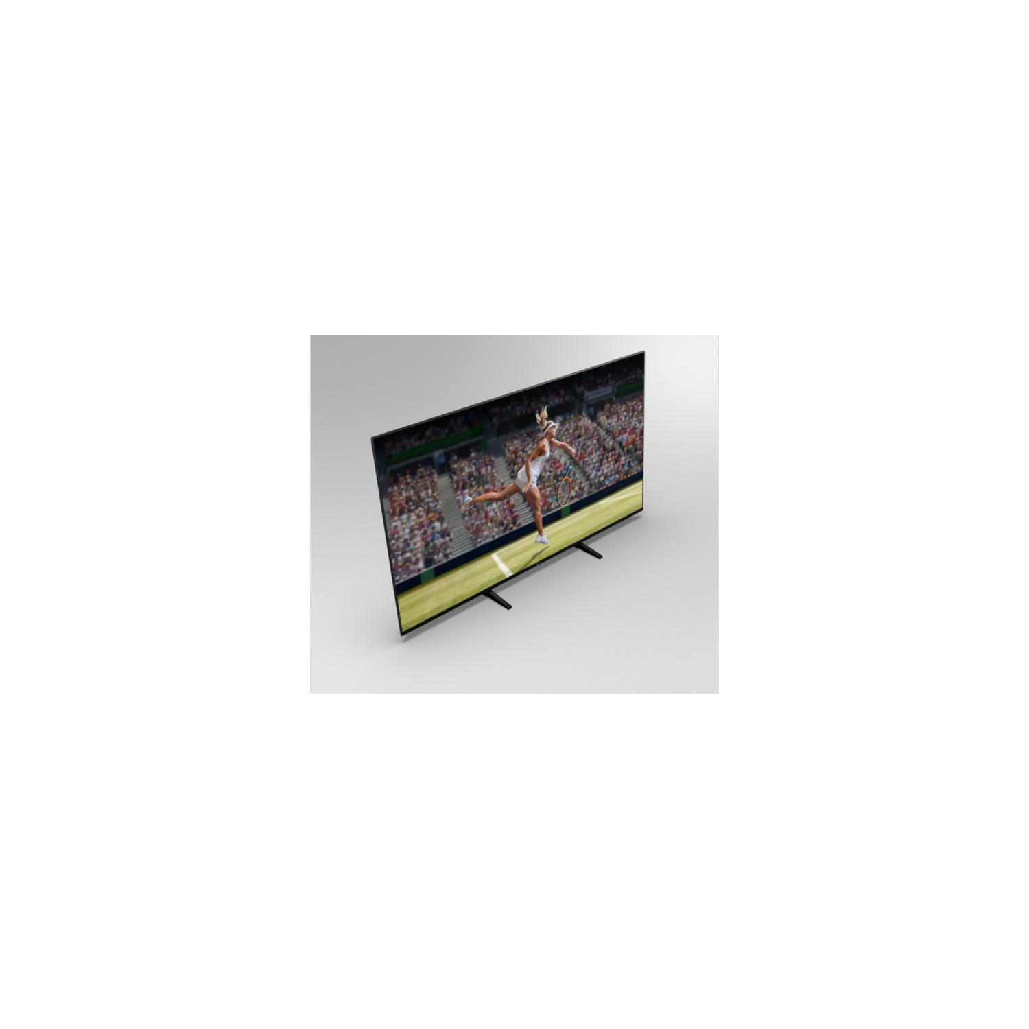 Un televisor de pantalla grande que muestra un partido de tenis.