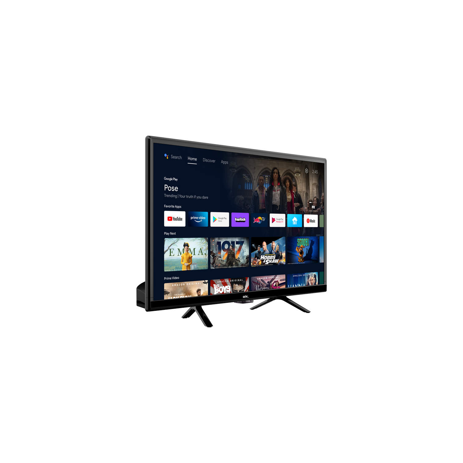 TV LED 24"- OK ODL 24950HC-TAB, HD Ready, Android TV, Dolby Audio, Negro 