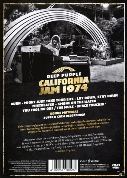 DVD hátlap szöveggel és képekkel a Deep Purple élő előadásáról.