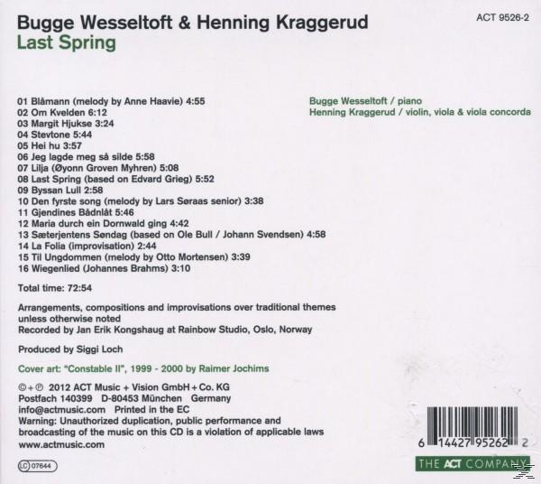 CD-Cover mit Bugge Wesseltoft & Henning Kraggerud, 'Last Spring'. Titelliste ist sichtbar.