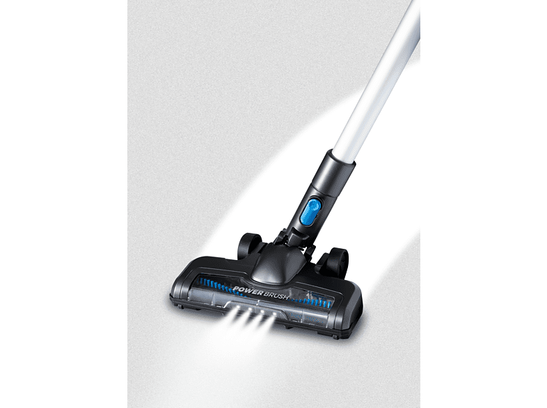 A black and blue power brush vacuum cleaner head.
