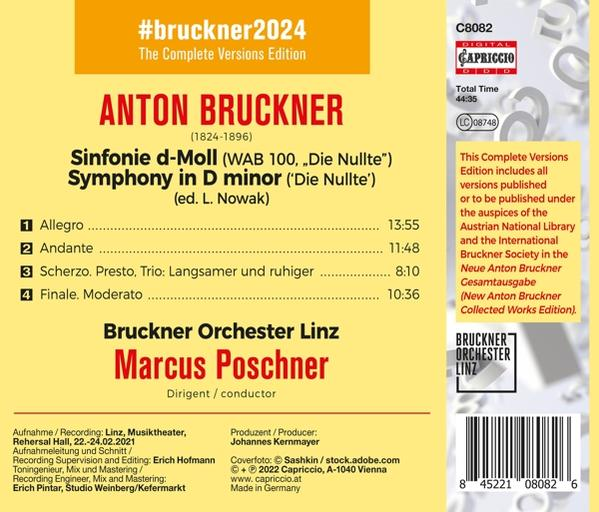 Bruckner Orchester Linz Markus Poschner Sinfonie dmoll 'Die Nullte