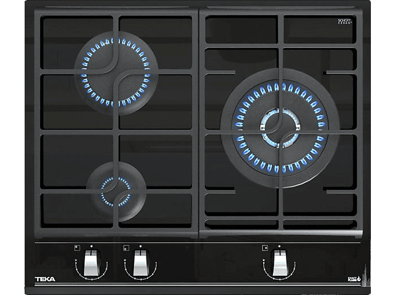 Teka GZC 63310 XBB - Placa Gas Butano Cristal 3 Quemadores, 60 cm, Color  Acero Inoxidable