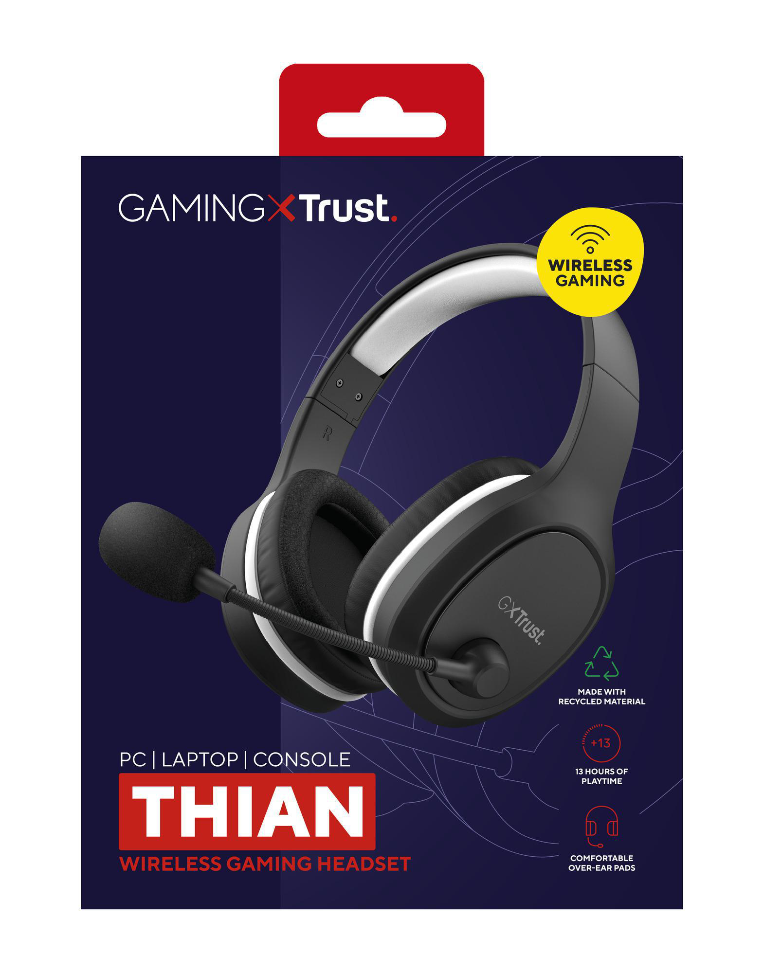 TRUST GXT 391 Thian Over-ear für und Headset Schwarz Gaming PC, PS5, Wireless PS4