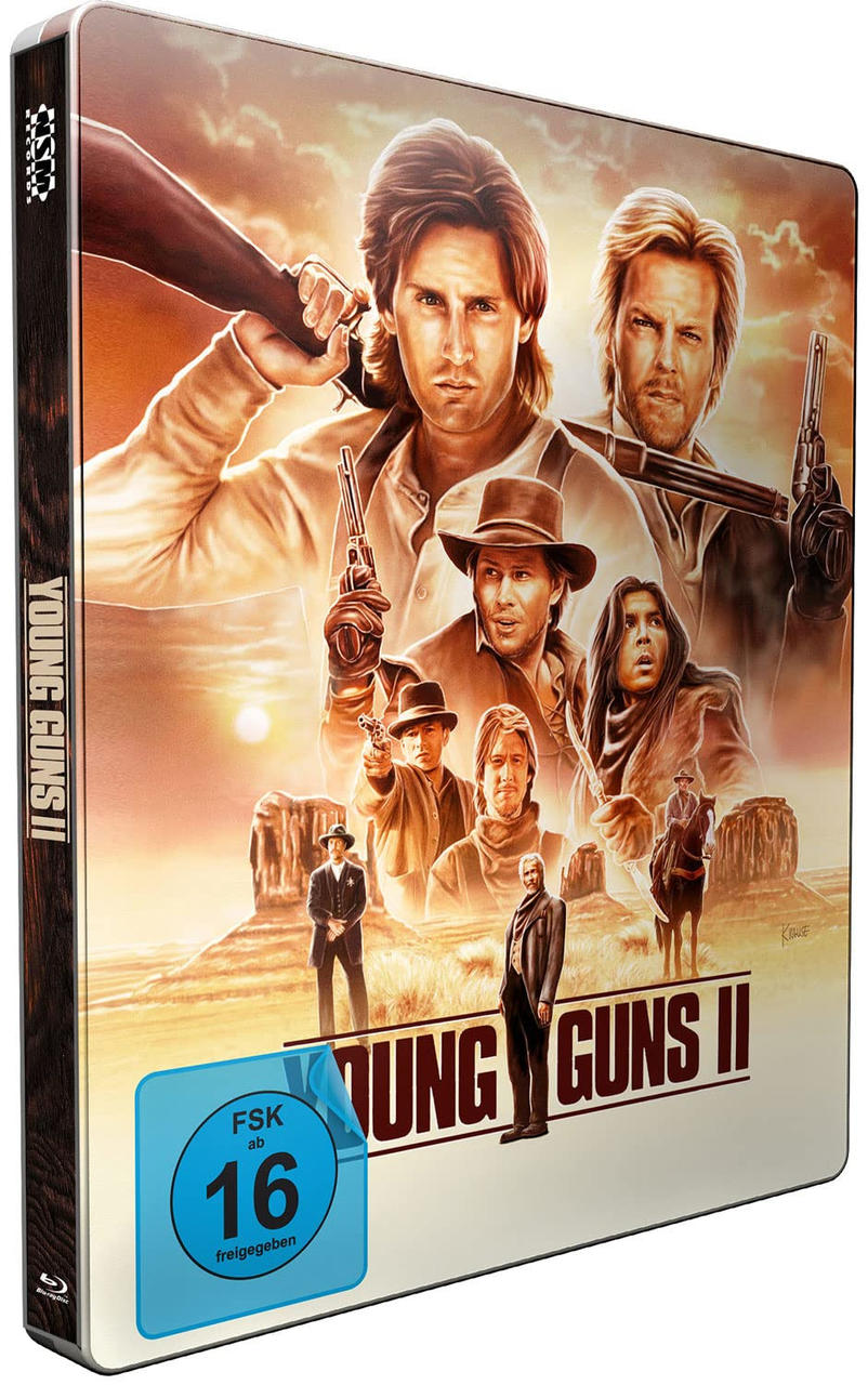 Young Guns II DVD-Cover mit mehreren Schauspielern in einer Wüstenkulisse.