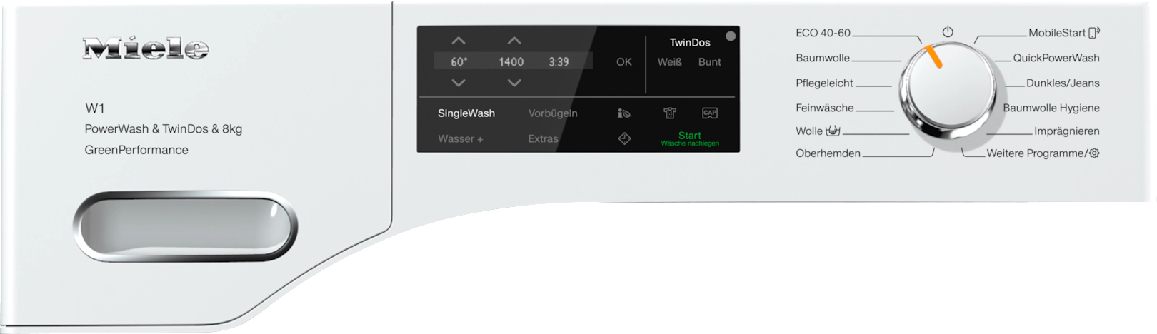 MIELE WWH 860 WCS PWASH W1 White Edition Waschmaschine Frontlader (8 kg, 1400 U/Min., A, Frontlader)