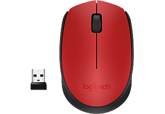 Ratón inalámbrico - Logitech M171, 1000 ppp, Ambidiestro, USB, Rojo