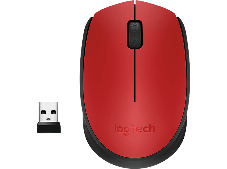 Logitech M171, 1000 ppp, Ambidiestro, USB, Windows-Mac, 12 meses de pila, Rojo