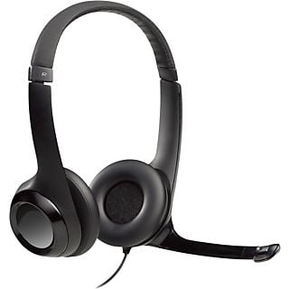 Auriculares - Logitech USB Headset H390, De diadema, Con cable, Para PC, Micrófono, Cancelación de ruido, Negro