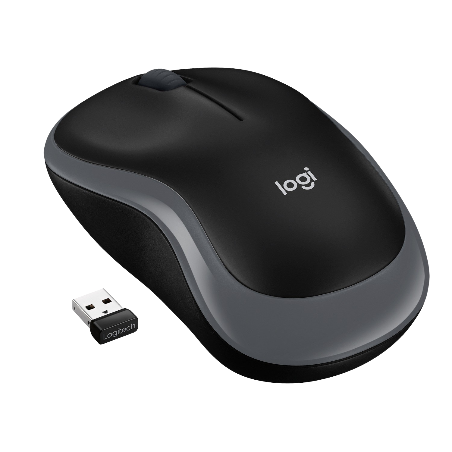 Ratón inalámbrico - Logitech M185, Nano receptor, 1000 ppp, Función scroll, 2,4GHz, Negro y Gris