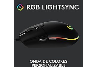 Ratón gaming - Logitech G203, Lightsync 2nd Gen, 8000DPI, RGB, Negro