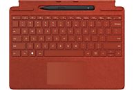 Teclado - Microsoft 8X6-00032, Para Surface Pro 8, Surface Pro X, Rojo amapola + Surface Slim Pen 2