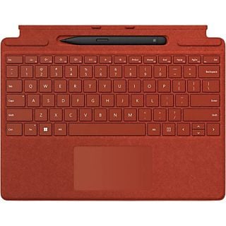 Teclado - Microsoft 8X6-00032, Para Surface Pro 8, Surface Pro X, Rojo amapola + Surface Slim Pen 2
