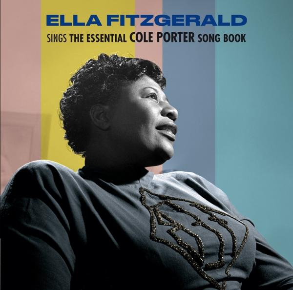 Pochette de l'album Ella Fitzgerald Sings the Essential Cole Porter Song Book. Un portrait d'Ella avec un fond coloré.