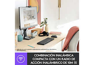 Pack Teclado + Ratón - Logitech Wireless Desktop MK220, RF Inalámbrico, USB, 10 metros, Negro