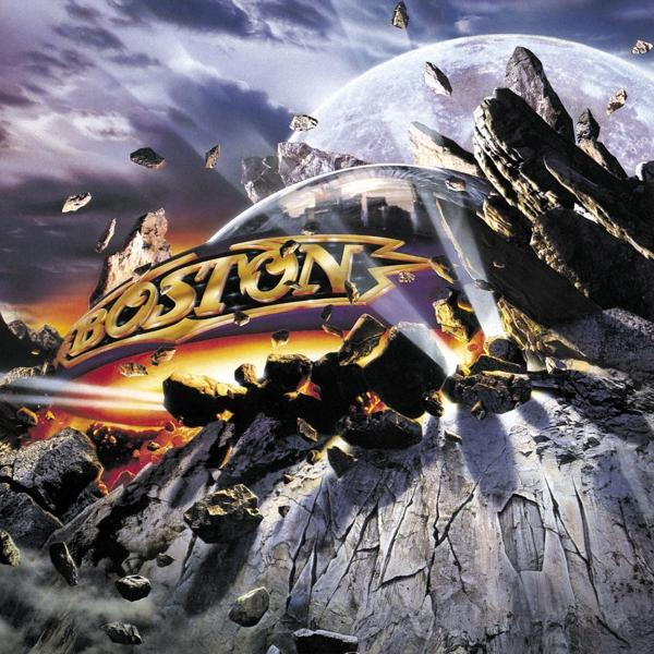 Album borító. Egy űrhajó kitör egy hegyből; Boston zenekar neve. Hold és felhők a háttérben.