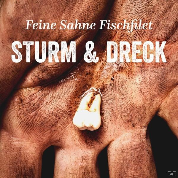 Eine Hand hält einen Zahn, mit Text: Sturm & Dreck.