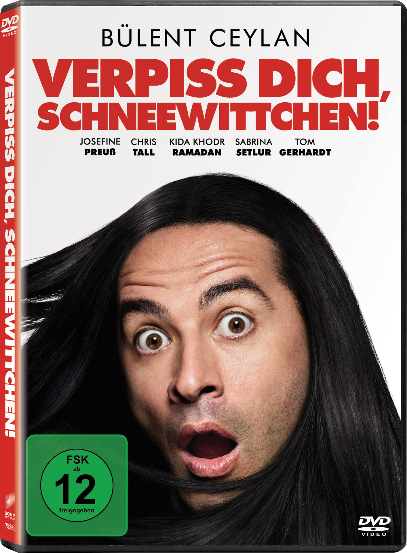 Filmcover. Mann mit langen schwarzen Haaren hat einen schockierten Ausdruck. Text: Verpiss dich, Schneewittchen!