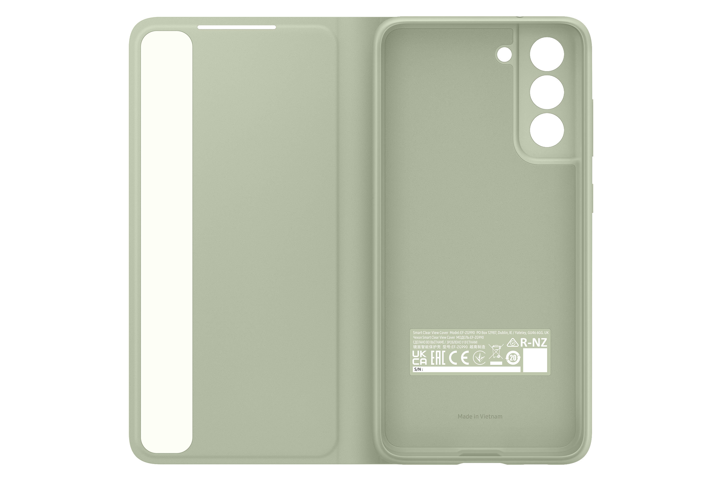 SAMSUNG EF-ZG990 Clear View, Bookcover, Samsung, Galaxy S21 FE 5G, Olive Green
