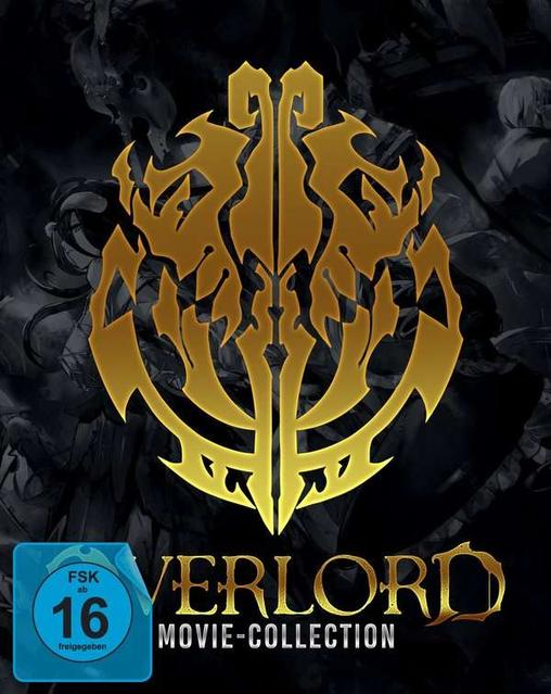 Overlord-Filmkollektion-Box mit goldenem Logo auf dunklem Hintergrund.