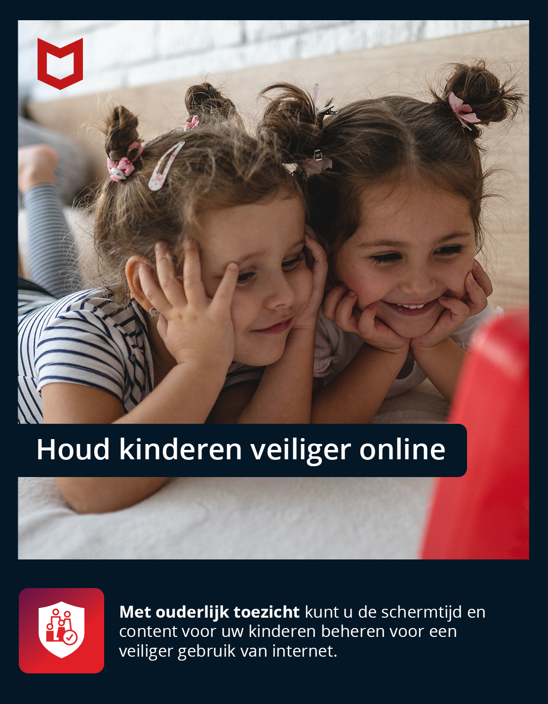 Deux jeunes filles regardant un écran, avec du texte sur la sécurité en ligne et le contrôle parental.
