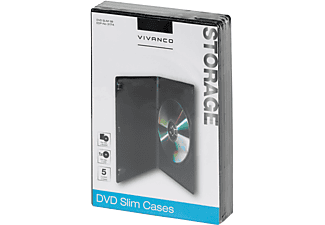 VIVANCO 31714 DVD Slim Case, 5er Pack, schwarz