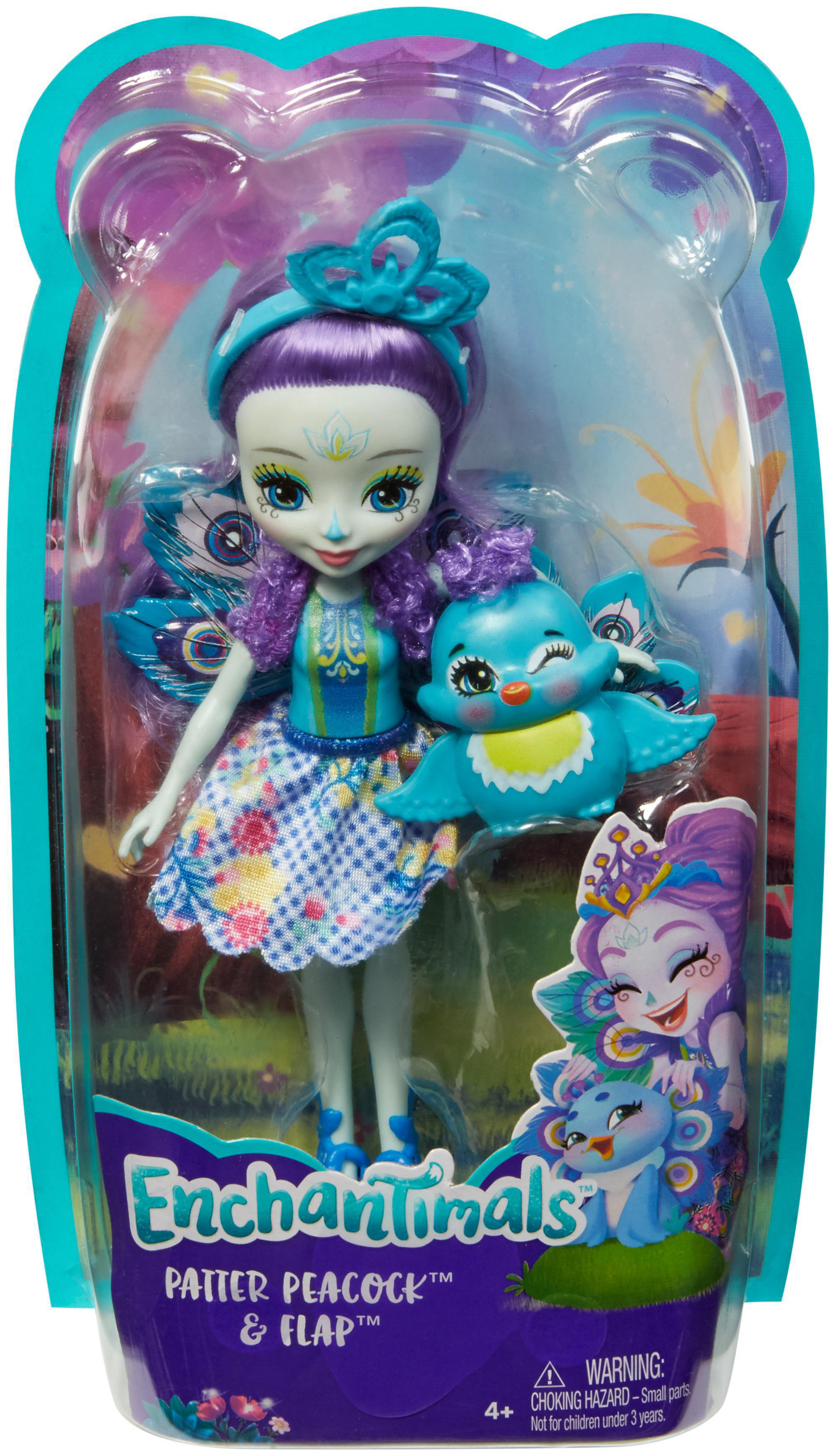 ENCHANTIMALS Patter Peacock Spielzeugpuppe & Mehrfarbig Flap