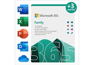 Microsoft 365 Famille UK 12 mois (+3 mois extra si acheté ensemble avec un laptop*)