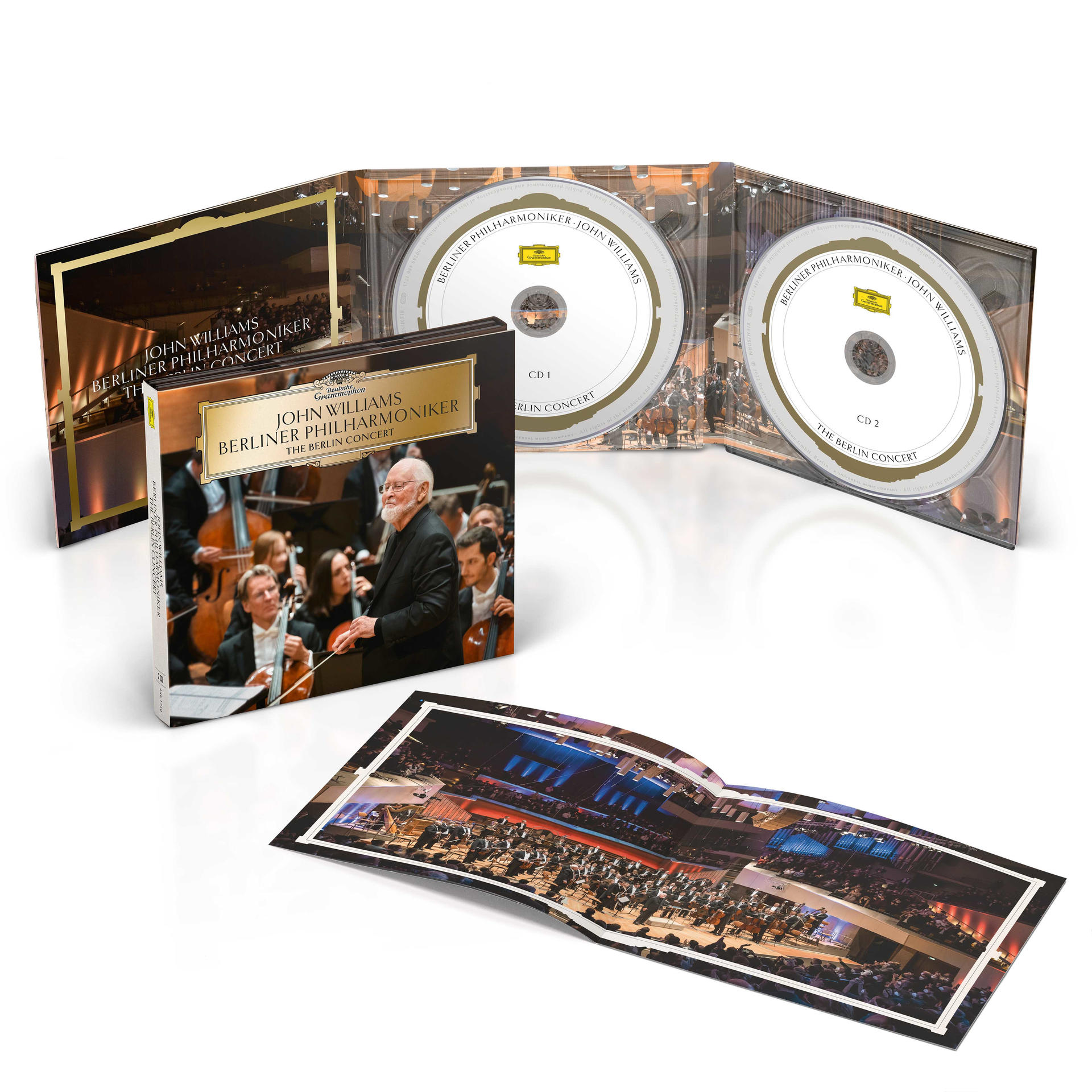 Mehrere CDs in einem Booklet. Das Booklet zeigt John Williams und Orchester.