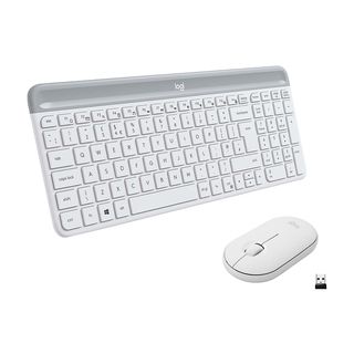 LOGITECH MK470 Slim Combo (QWERTZ) Schweizerisch - Kabellose Tastatur und Maus (Weiss/Grau)
