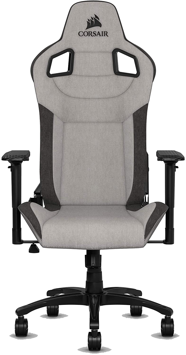 Silla gaming - Corsair T3 Rush, 4D, Soporte lumbar, Reclinación, Altura regulable, Reposabrazos, Gris claro