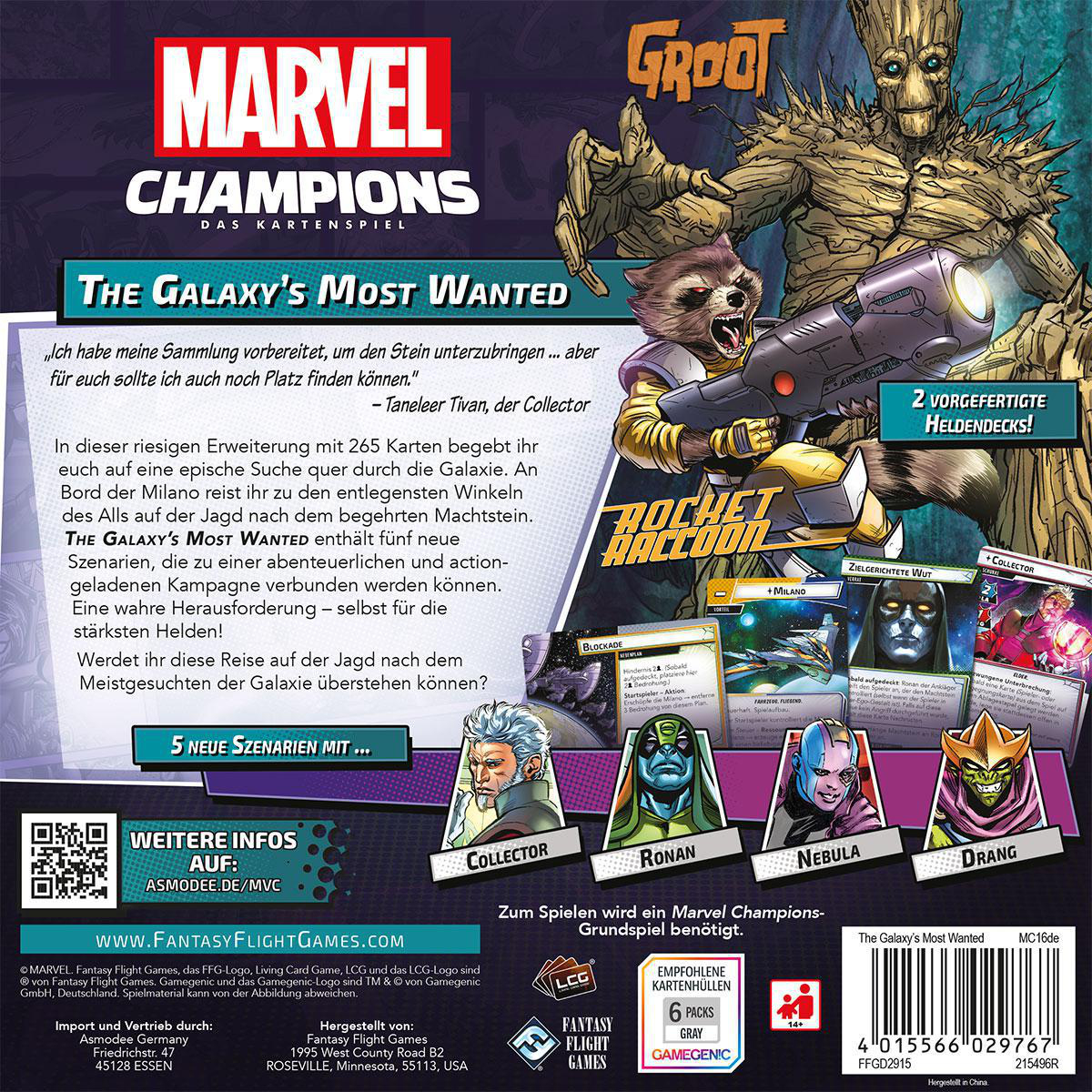 FANTASY FLIGHT GAMES Marvel Wanted Mehrfarbig Most Galaxy\'s Kartenspiel - Gesellschaftsspiel Champions Das
