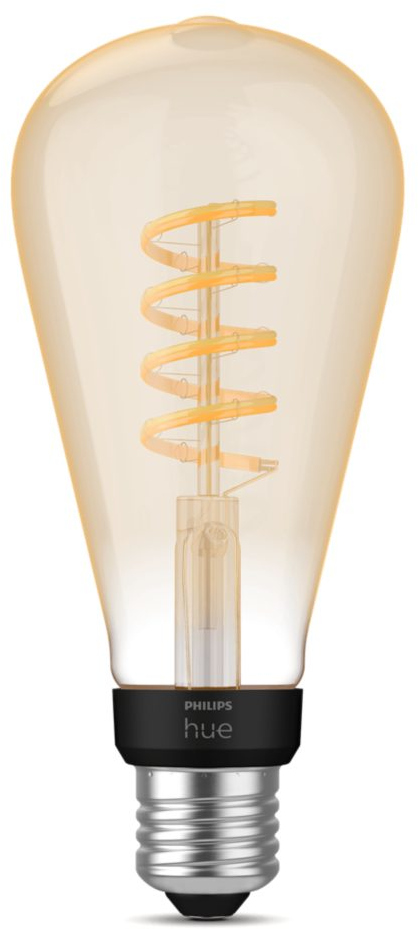 Vintage-style lightbulb with a spiral filament and a black base.