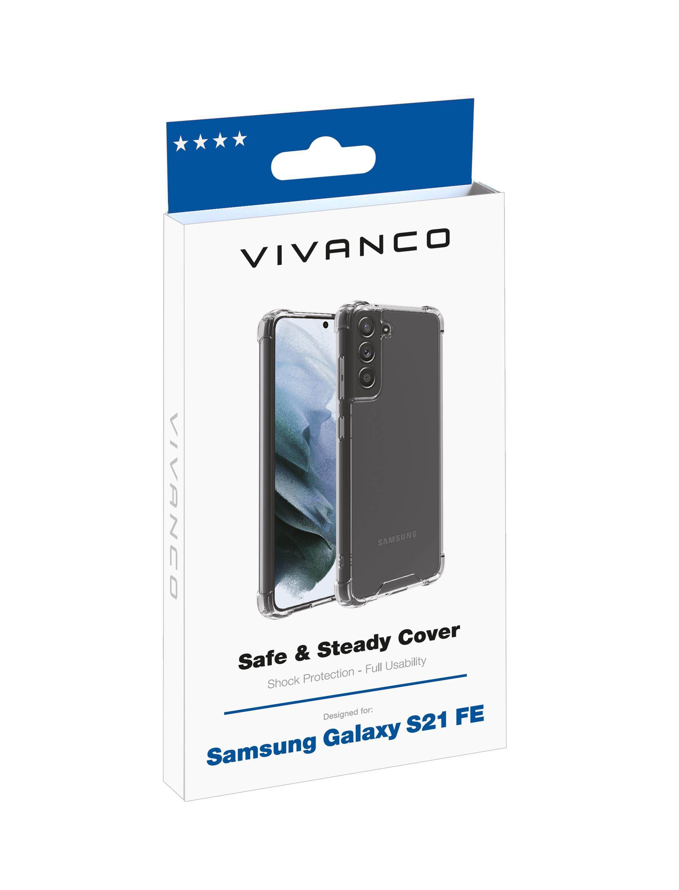 VIVANCO Safe and Steady, Anti Samsung, Schutzhülle, Shock Transparent Backcover, S21 FE, Galaxy