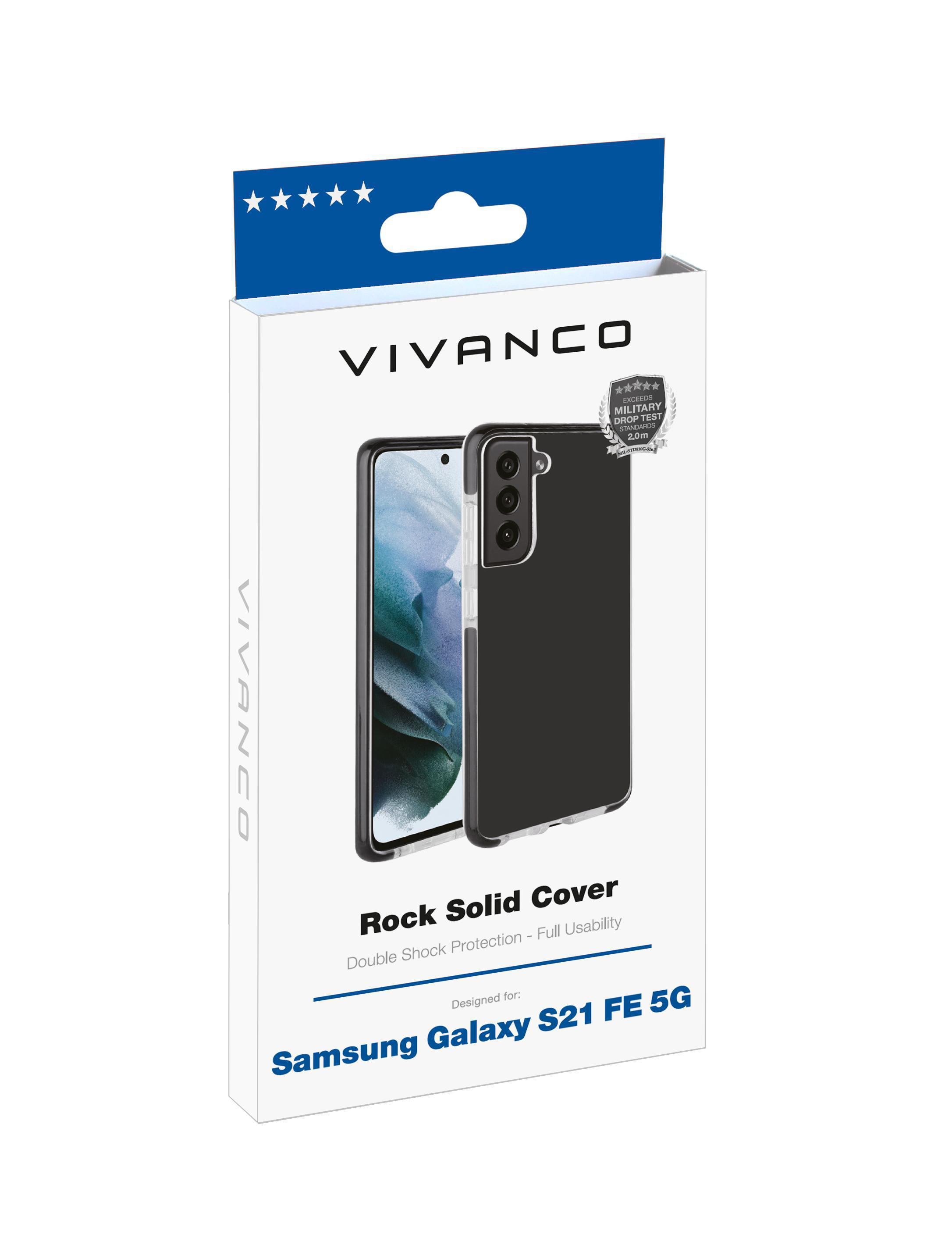 VIVANCO Rock Solid, Anti Shock Schutzhülle, FE, S21 Samsung, Transparent Backcover, Galaxy
