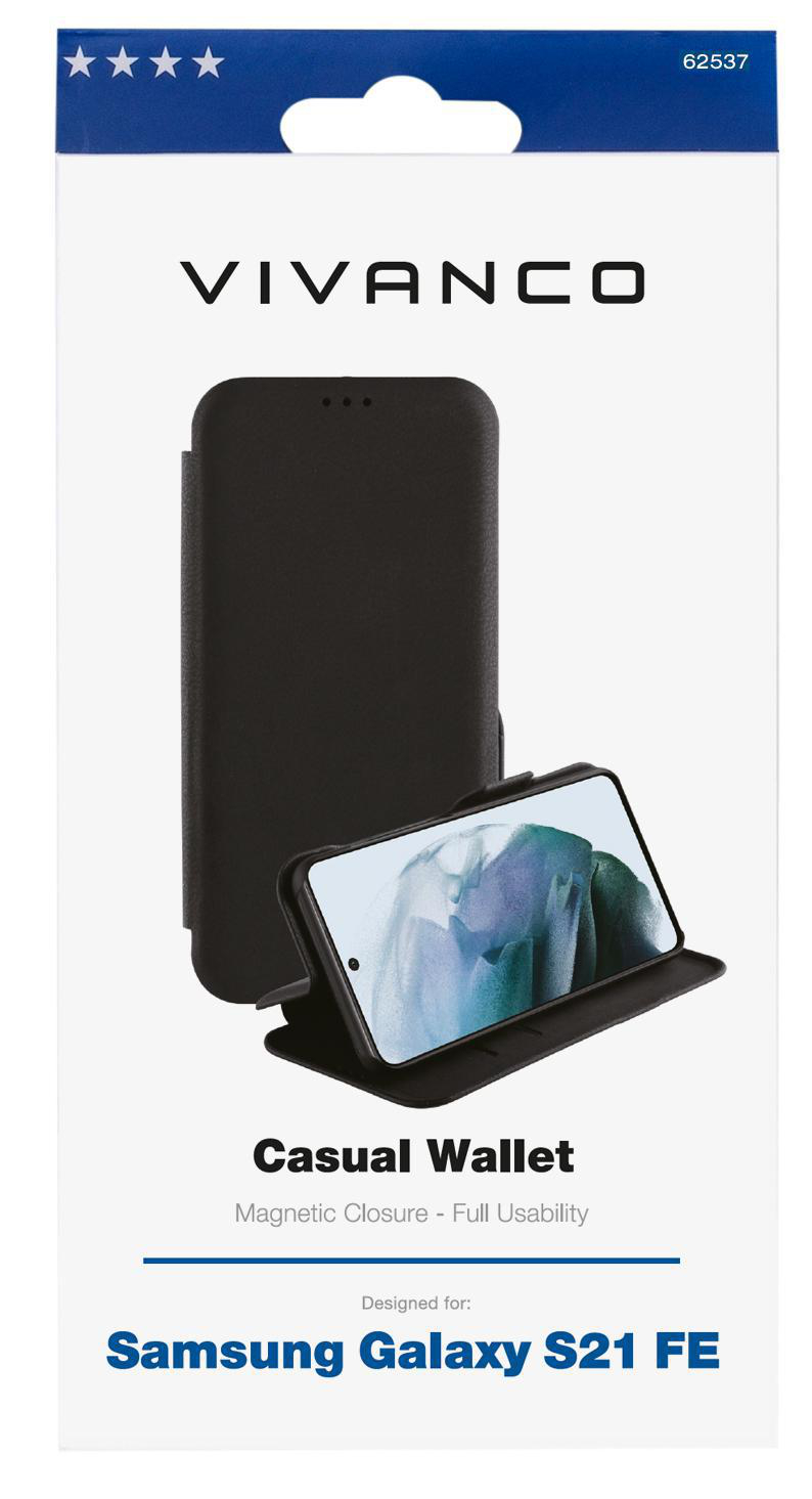 VIVANCO Casual Wallet FE, Samsung, Galaxy Schutzhülle, Bookcover, S21 Schwarz