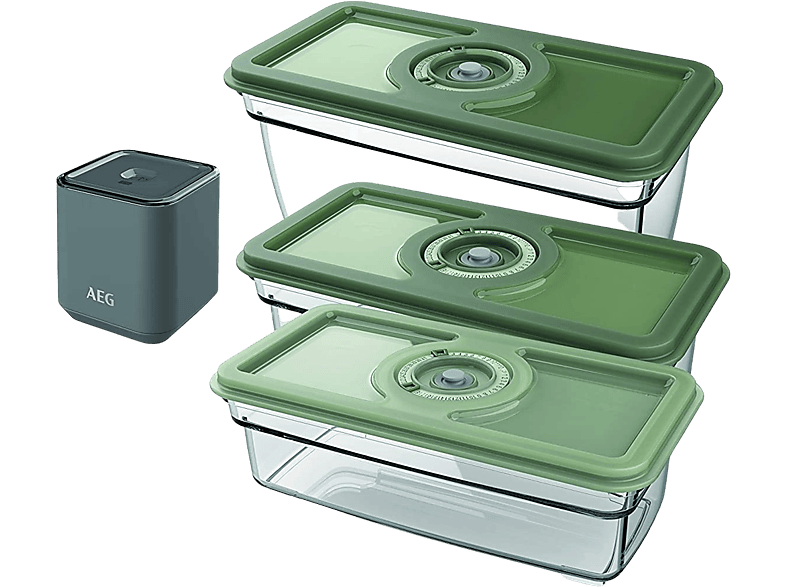 Recipiente hermético ‎- AEG AVFK1+, 2 Unidades de 1.6 l y 1 unidad l, Verde + Bomba vacío