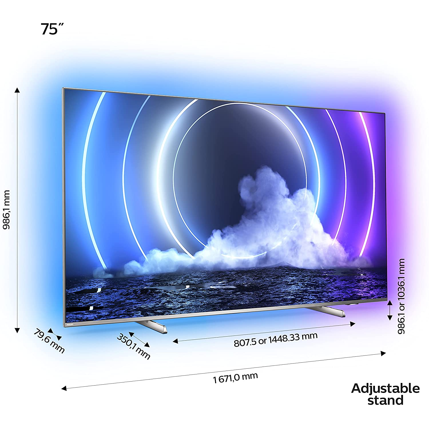TV LED 75" - Philips 75PML9506/12, UHD 4K, Smart TV, Dolby Atmos®, P5 con AI Perfect Picture Engine, Plata