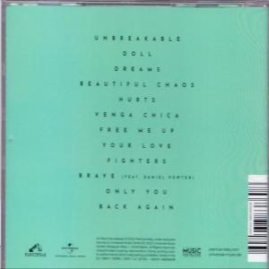 Rückseite einer CD mit Titeln. Der Hintergrund ist hellblau.