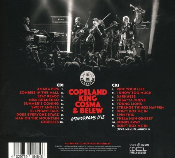 Rückseite einer CD-Hülle mit Trackliste und Band.