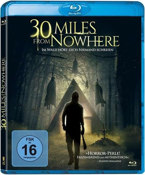 Filmcover: Silhouette vor Wald, hängende Figuren und Dreieck mit Text.