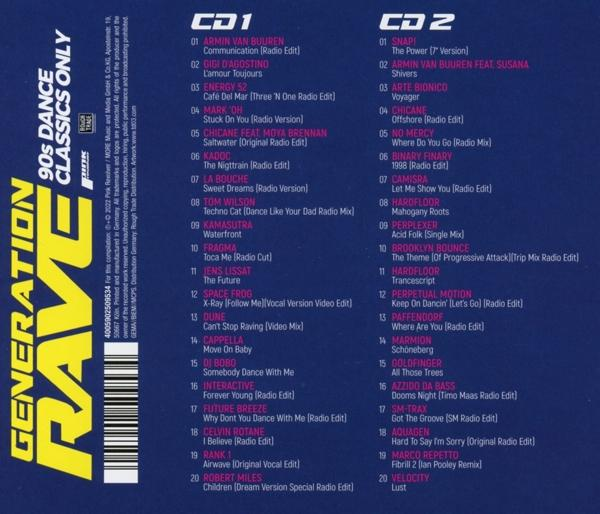VARIOUS - Generation Rave Only (CD) - Classics Dance Vol.3-90s