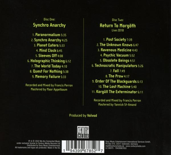 Zweiseitiges Album mit Titellisten für zwei CDs. Das Artwork ist grün mit weißem Text.